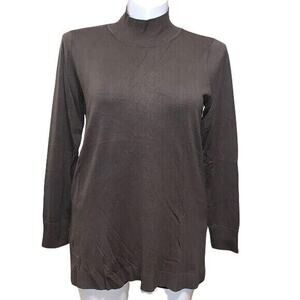 525 America Womens Pullover Sweater Knit Cutout Back Tunic Brown Large